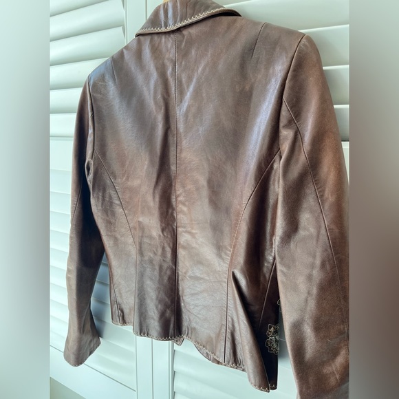 Vintage Leather Embroidered Jacket As Seen On Phoebe Buffay & Lorelai Gilmore - Picture 11 of 12